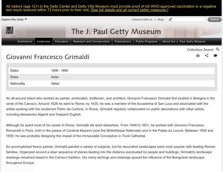 J. Paul Getty Museum: Giovanni Francesco Grimaldi Handout J. Paul Getty Museum: Giovanni Francesco Grimaldi Handout