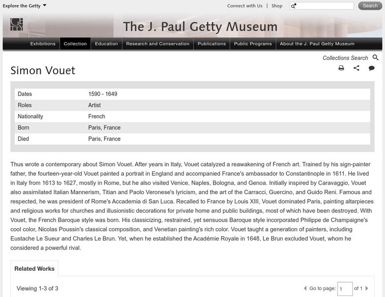 J. Paul Getty Museum: Simon Vouet Website