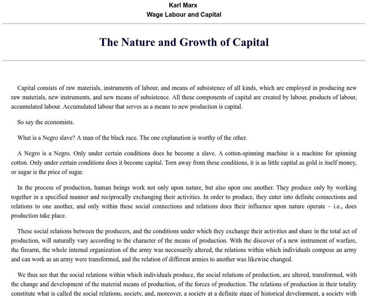 Marxists.org: The Nature of Growth and Capital Primary Marxists.org: The Nature of Growth and Capital Primary