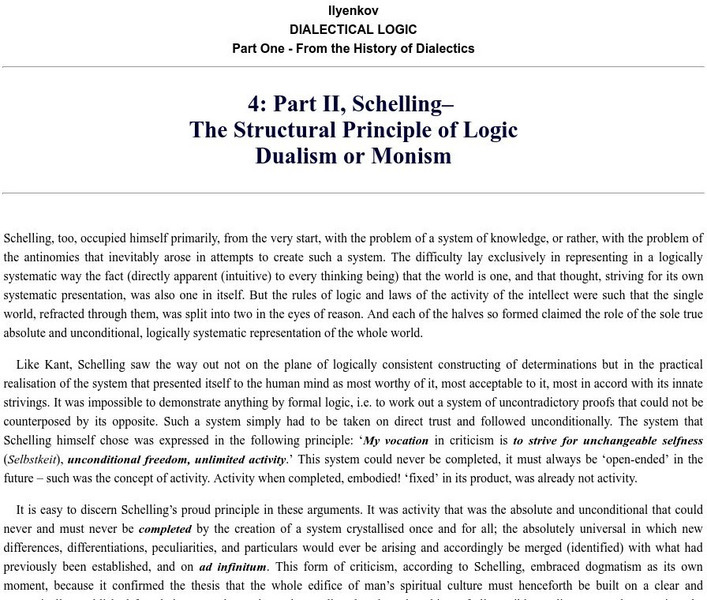 Marxist Internet Archive: Schelling Dualism or Monism Handout Marxist Internet Archive: Schelling Dualism or Monism Handout
