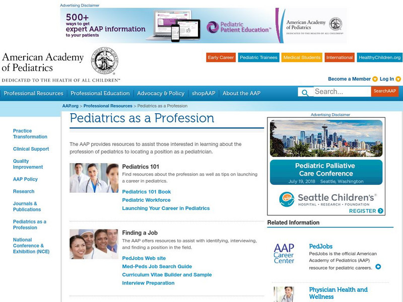 American Academy of Pediatrics: Pediatrics as a Profession Website American Academy of Pediatrics: Pediatrics as a Profession Website