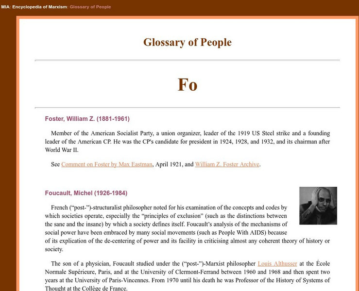 Encyclopedia of Marxism: Fourier, Francois Charles Handout