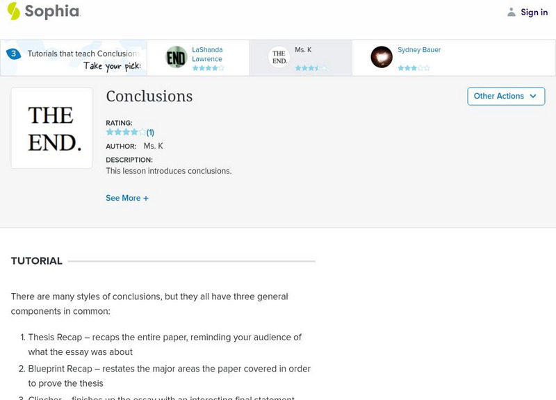 Sophia: Conclusions: Lesson 3 Unit Plan Sophia: Conclusions: Lesson 3 Unit Plan