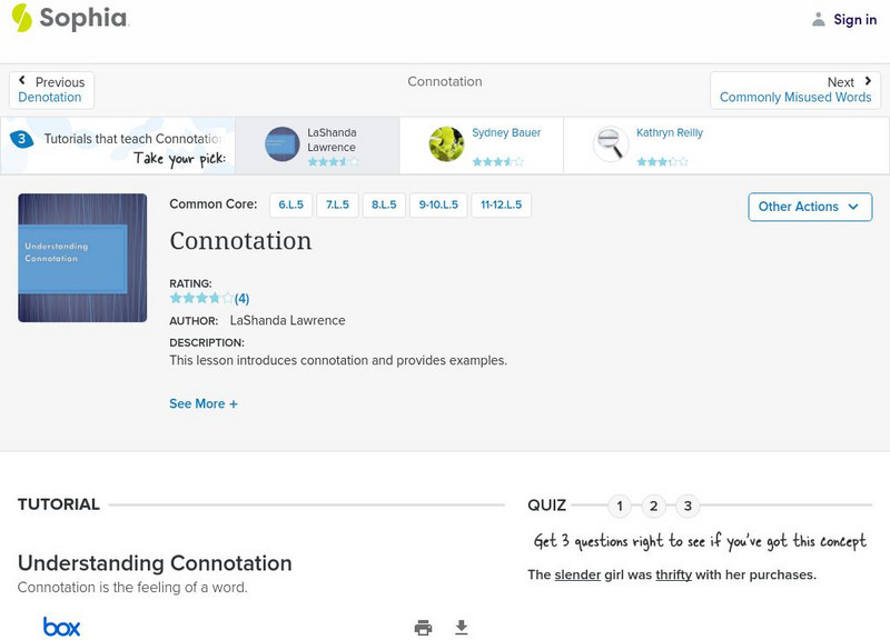Sophia: Connotation: Lesson 3 PPT Sophia: Connotation: Lesson 3 PPT