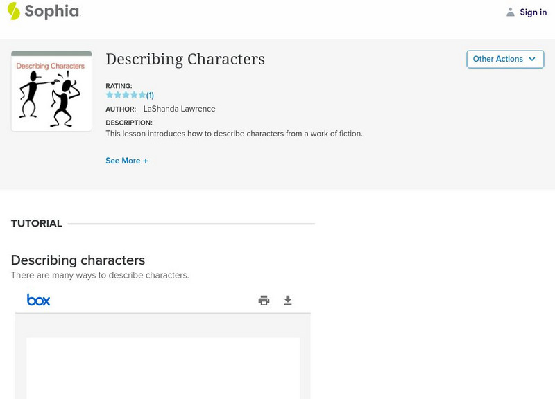 Sophia: Describing Characters PPT Sophia: Describing Characters PPT