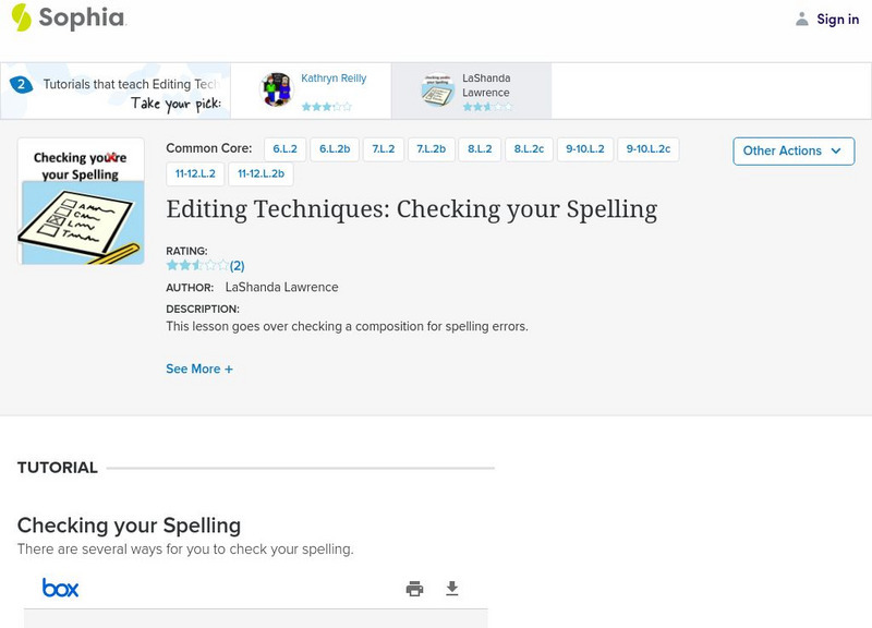 Sophia: Editing Techniques: Checking Your Spelling: Lesson 1 PPT Sophia: Editing Techniques: Checking Your Spelling: Lesson 1 PPT