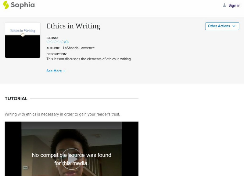 Sophia: Ethics in Writing: Lesson 2 Instructional Video