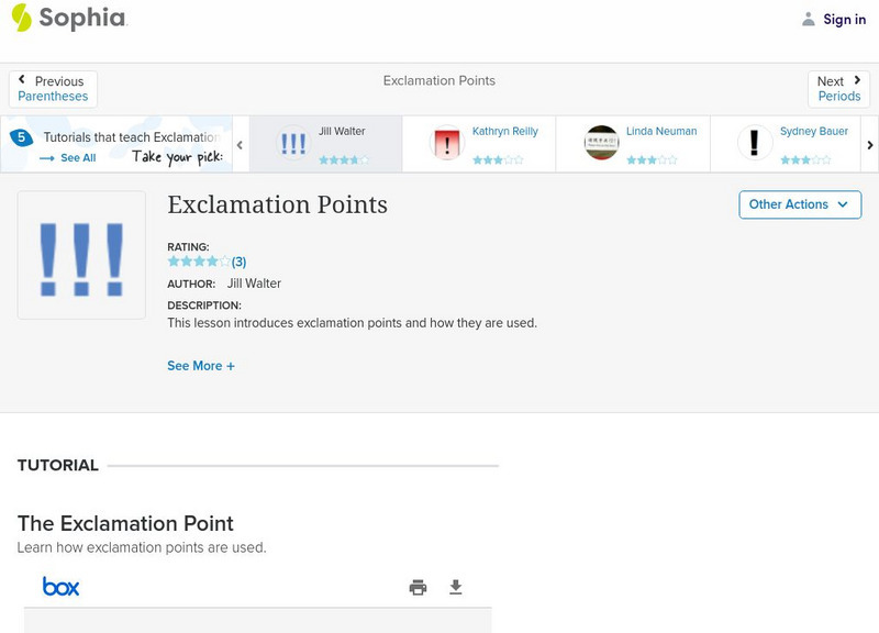 Sophia: Exclamation Points: Lesson 1 PPT Sophia: Exclamation Points: Lesson 1 PPT