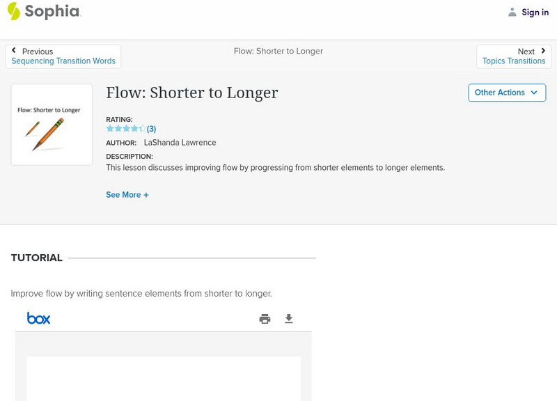 Sophia: Flow: Shorter to Longer PPT Sophia: Flow: Shorter to Longer PPT