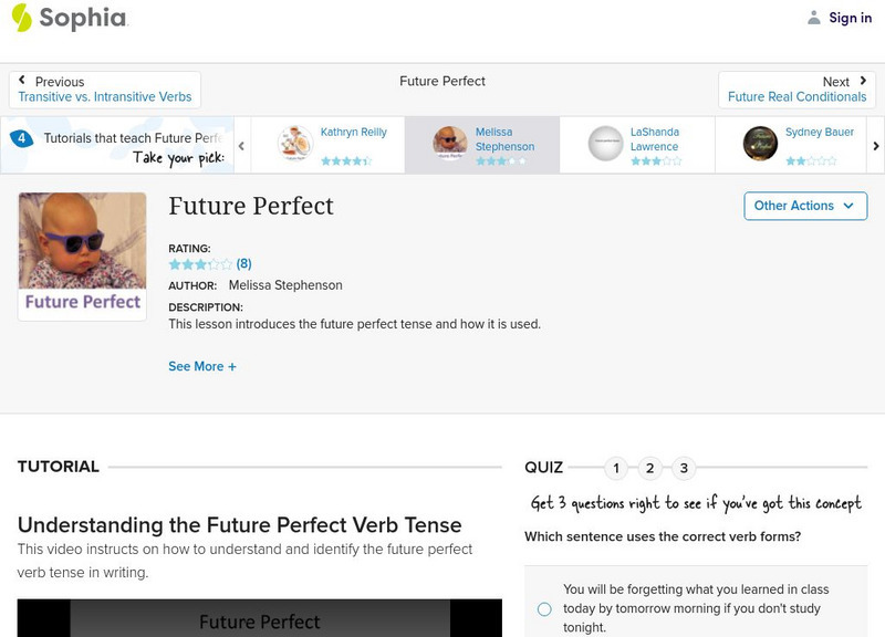 Sophia: Future Perfect: Lesson 5 Instructional Video