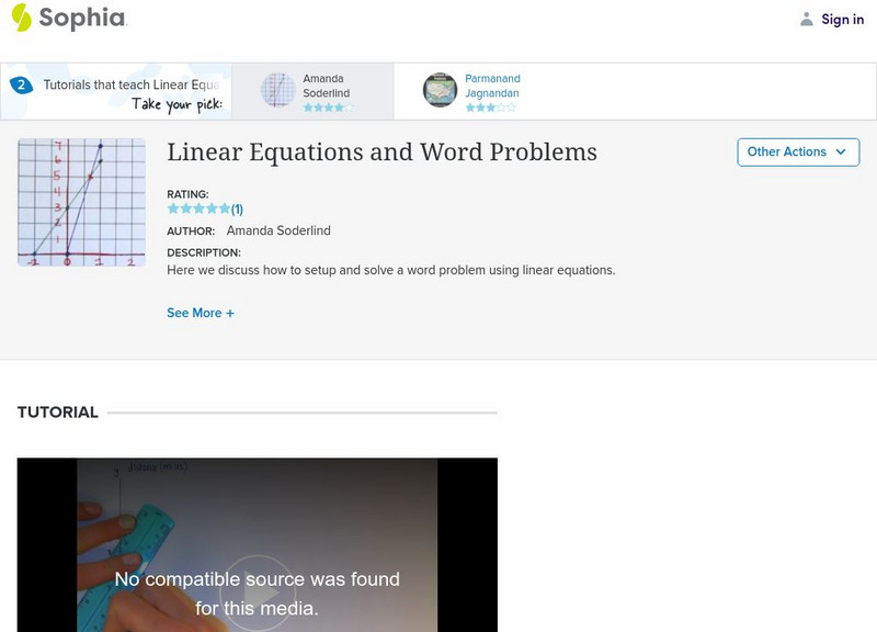 Sophia: Linear Equations and Word Problems Instructional Video