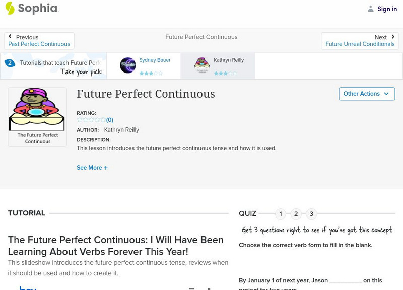 Sophia: Future Perfect Continuous: Lesson 2 Unit Plan Sophia: Future Perfect Continuous: Lesson 2 Unit Plan