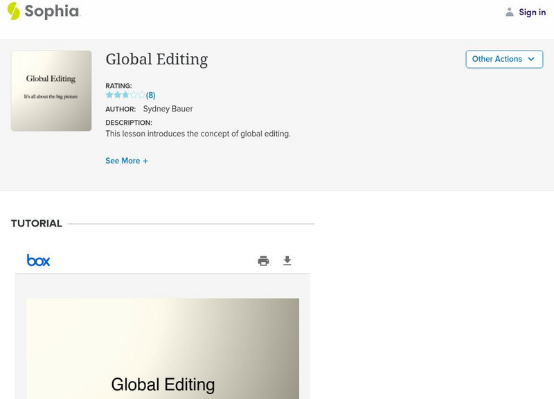 Sophia: Global Editing PPT Sophia: Global Editing PPT
