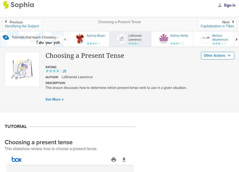 Sophia: Choosing a Present Tense: Lesson 3 PPT Sophia: Choosing a Present Tense: Lesson 3 PPT