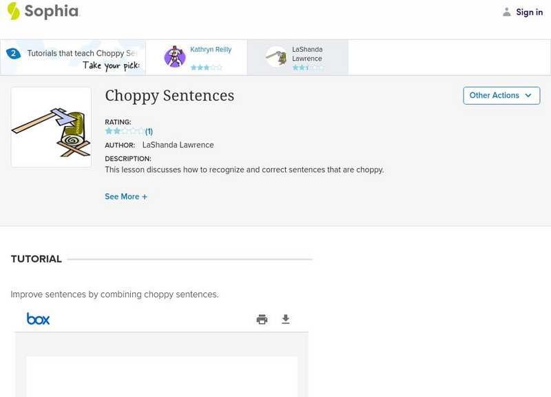 Sophia: Choppy Sentences: Lesson 2 PPT Sophia: Choppy Sentences: Lesson 2 PPT