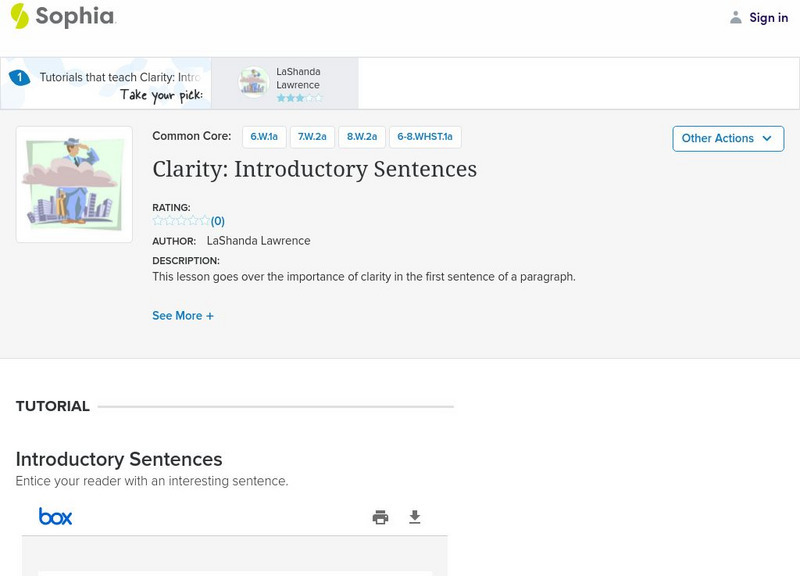 Sophia: Clarity: Introductory Sentences: Lesson 2 PPT Sophia: Clarity: Introductory Sentences: Lesson 2 PPT