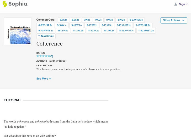 Sophia: Coherence Handout Sophia: Coherence Handout