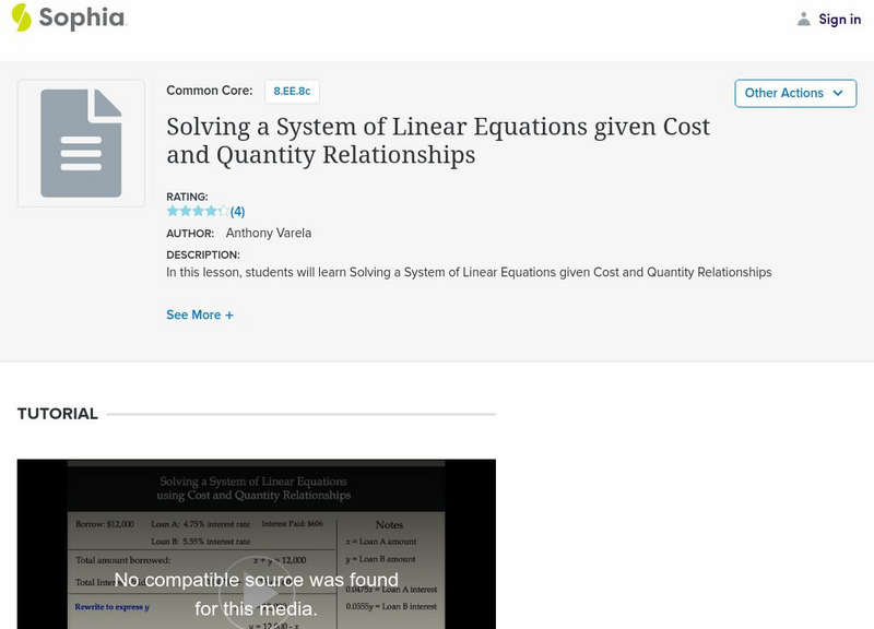Sophia: Solving a System of Linear Equations Instructional Video