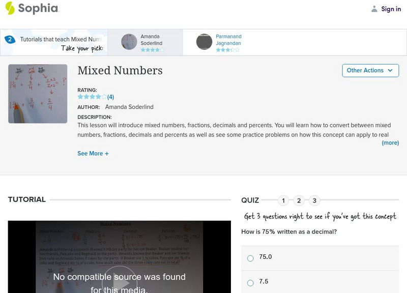Sophia: Mixed Numbers Instructional Video Sophia: Mixed Numbers Instructional Video
