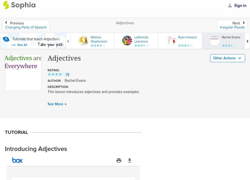 Sophia: Adjectives: Lesson 3 PPT Sophia: Adjectives: Lesson 3 PPT