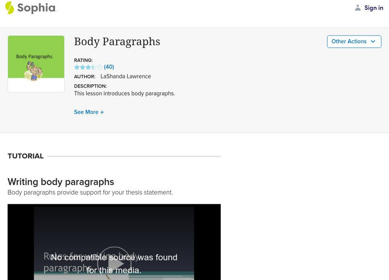 Sophia: Body Paragraphs Instructional Video Sophia: Body Paragraphs Instructional Video