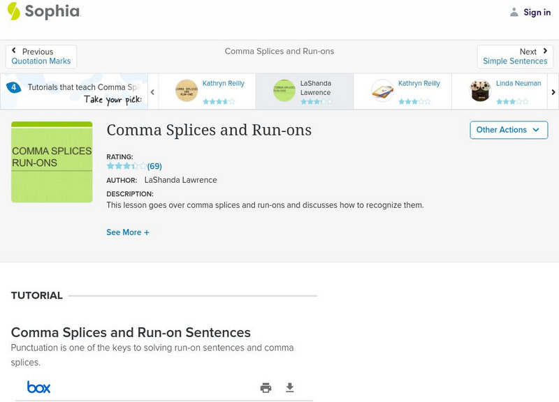 Sophia: Comma Splices and Run Ons: Lesson 4 PPT Sophia: Comma Splices and Run Ons: Lesson 4 PPT