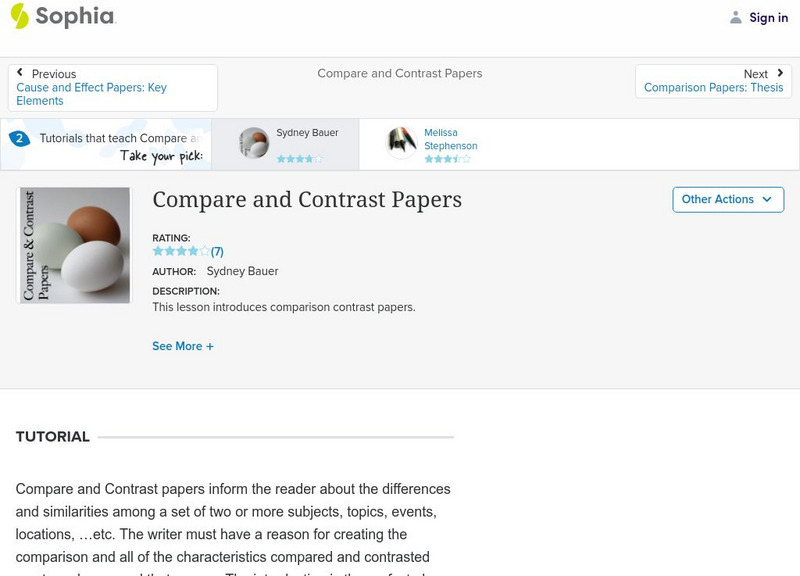 Compare And Contrast Papers