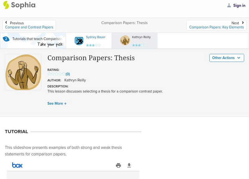 Sophia: Comparison Papers: Thesis: Lesson 2 PPT Sophia: Comparison Papers: Thesis: Lesson 2 PPT