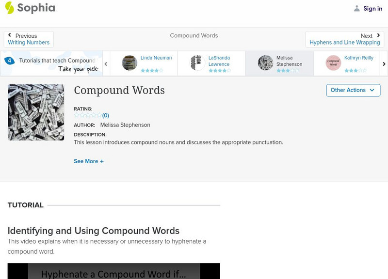 Sophia: Compound Words: Lesson 4 Instructional Video Sophia: Compound Words: Lesson 4 Instructional Video