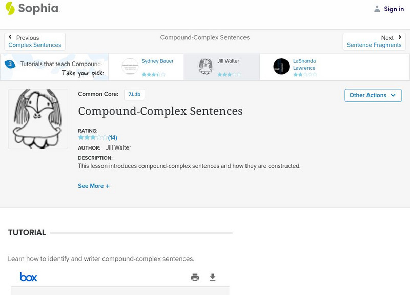 Sophia: Compound Complex Sentences: Lesson 1 PPT Sophia: Compound Complex Sentences: Lesson 1 PPT