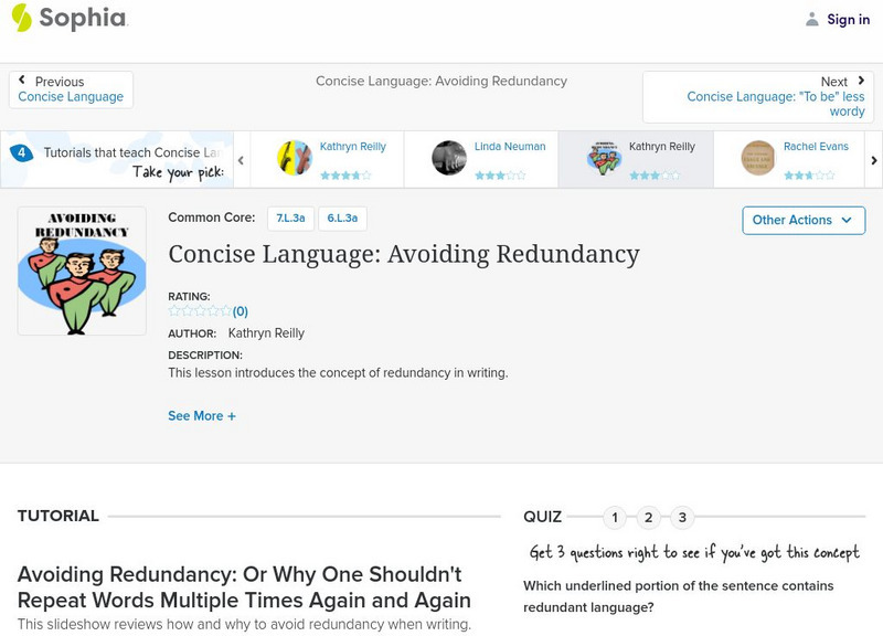 Sophia: Concise Language: Avoiding Redundancy: Lesson 4 PPT