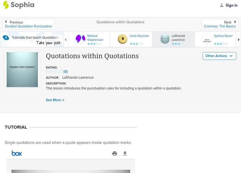 Sophia: Quotations Within Quotations: Lesson 3 PPT Sophia: Quotations Within Quotations: Lesson 3 PPT