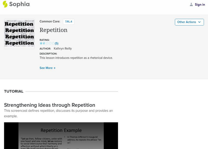 Sophia: Repetition: Lesson 3 Instructional Video Sophia: Repetition: Lesson 3 Instructional Video
