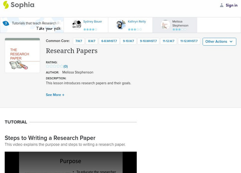 Sophia: Research Papers: Lesson 3 Instructional Video Sophia: Research Papers: Lesson 3 Instructional Video