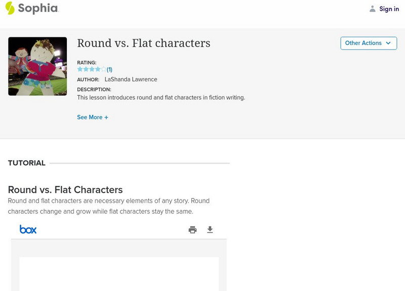 Sophia: Round vs. Flat Characters PPT Sophia: Round vs. Flat Characters PPT