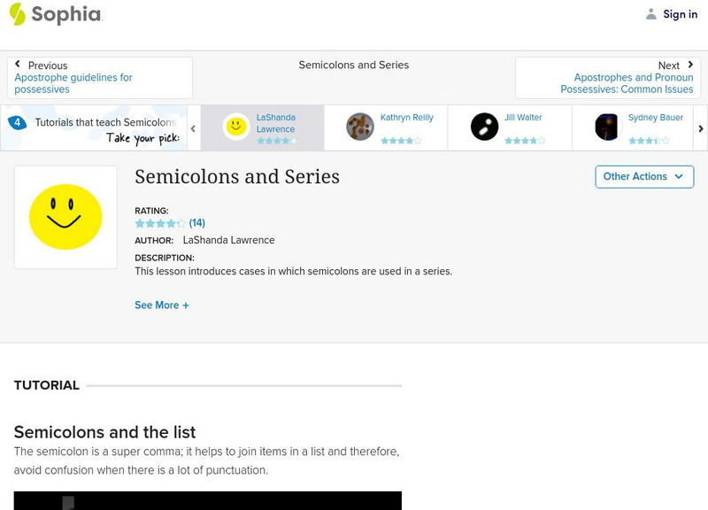 Sophia: Semicolons and Series: Lesson 2 Instructional Video Sophia: Semicolons and Series: Lesson 2 Instructional Video