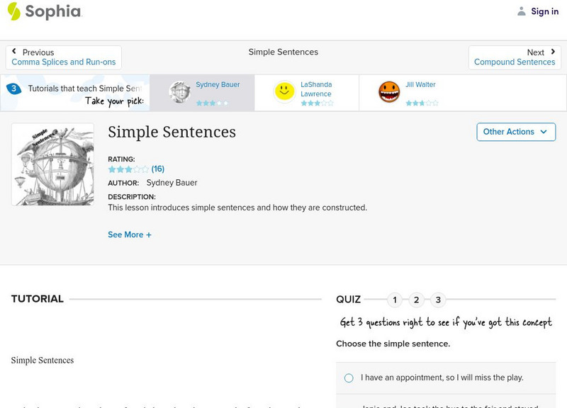 Sophia: Simple Sentences: Lesson 4 Unit Plan Sophia: Simple Sentences: Lesson 4 Unit Plan