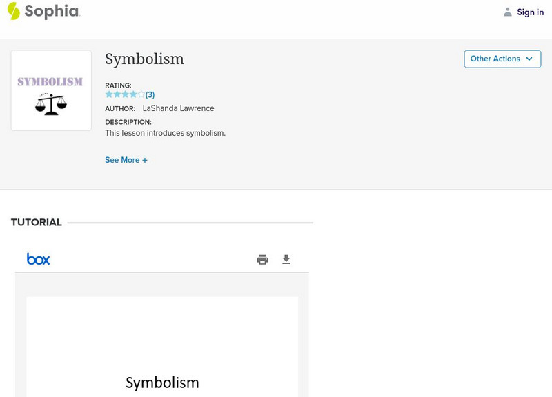 Sophia: Symbolism: Lesson 2 PPT Sophia: Symbolism: Lesson 2 PPT