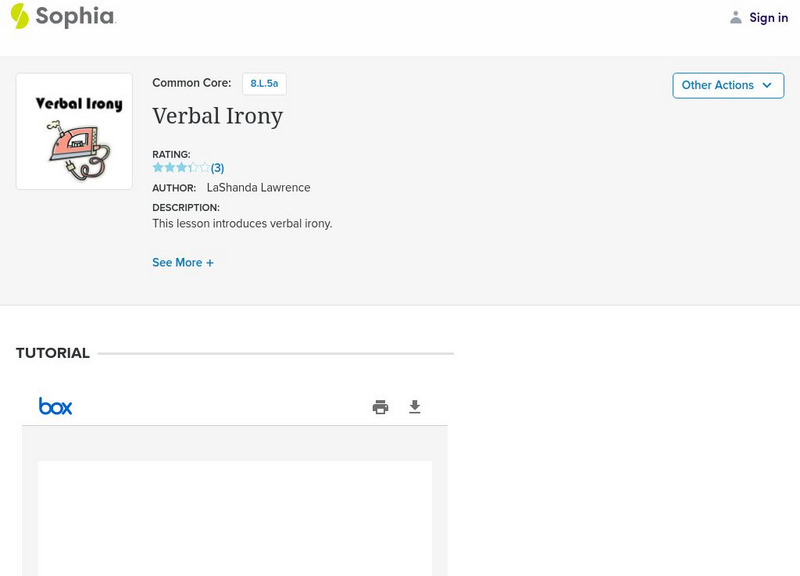 Sophia: Verbal Irony PPT Sophia: Verbal Irony PPT