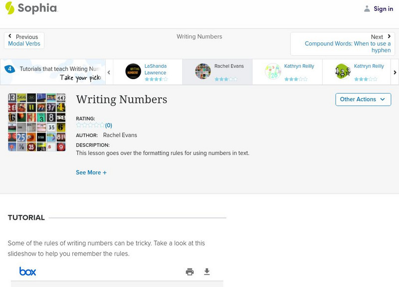 Sophia: Writing Numbers: Lesson 2 PPT Sophia: Writing Numbers: Lesson 2 PPT