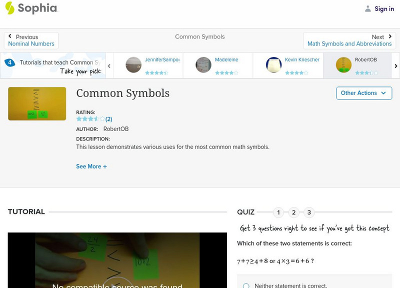 Sophia: Common Symbols: Lesson 13 Instructional Video Sophia: Common Symbols: Lesson 13 Instructional Video