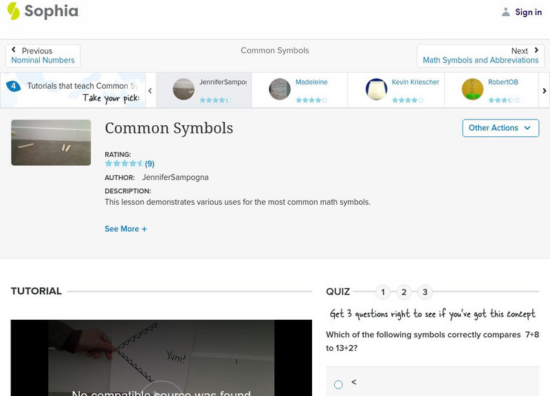 Sophia: Common Symbols: Lesson 16 Instructional Video Sophia: Common Symbols: Lesson 16 Instructional Video
