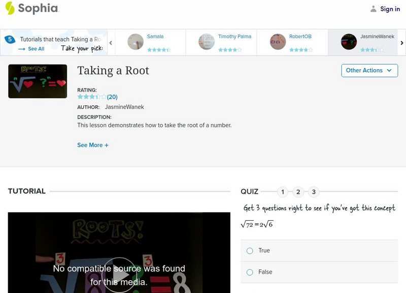 Sophia: Taking a Root: Lesson 2 Instructional Video