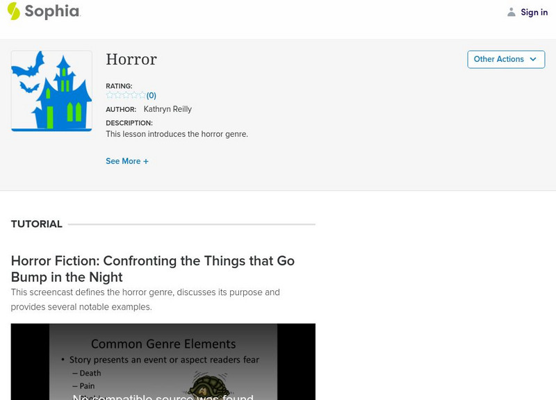 Sophia: Horror: Lesson 2 Instructional Video Sophia: Horror: Lesson 2 Instructional Video