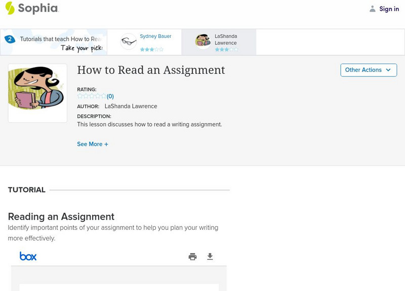 Sophia: How to Read an Assignment: Lesson 2 Instructional Video Sophia: How to Read an Assignment: Lesson 2 Instructional Video