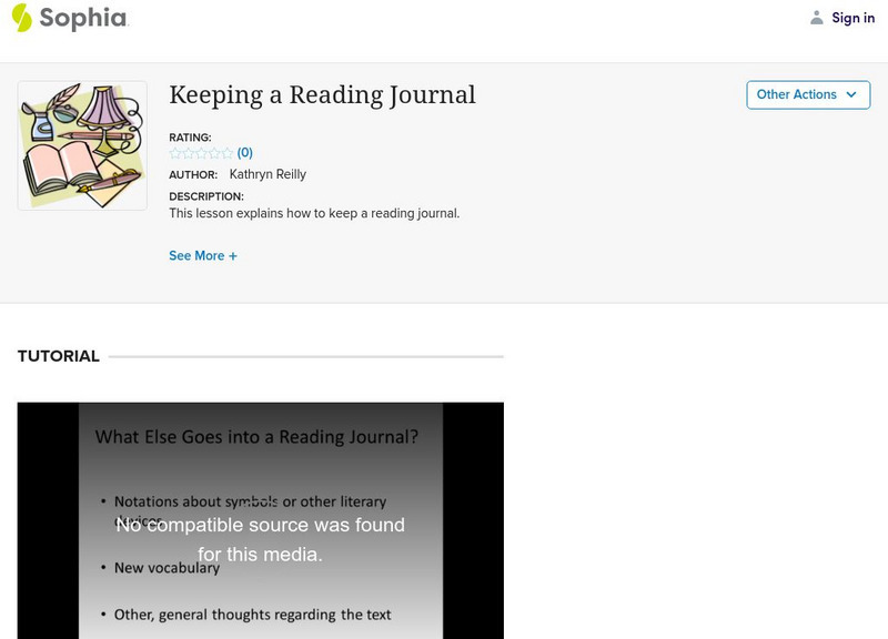Sophia: Keeping a Reading Journal Instructional Video Sophia: Keeping a Reading Journal Instructional Video