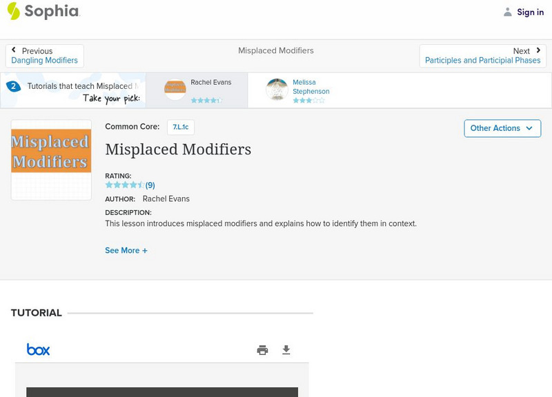 Sophia: Misplaced Modifiers: Lesson 2 Instructional Video