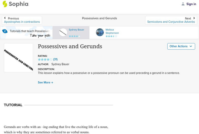 Sophia: Possessives and Gerunds: Lesson 2 Audio Sophia: Possessives and Gerunds: Lesson 2 Audio