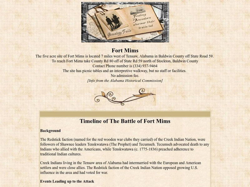 Genealogy Trails History Group: Fort Mims Website Genealogy Trails History Group: Fort Mims Website