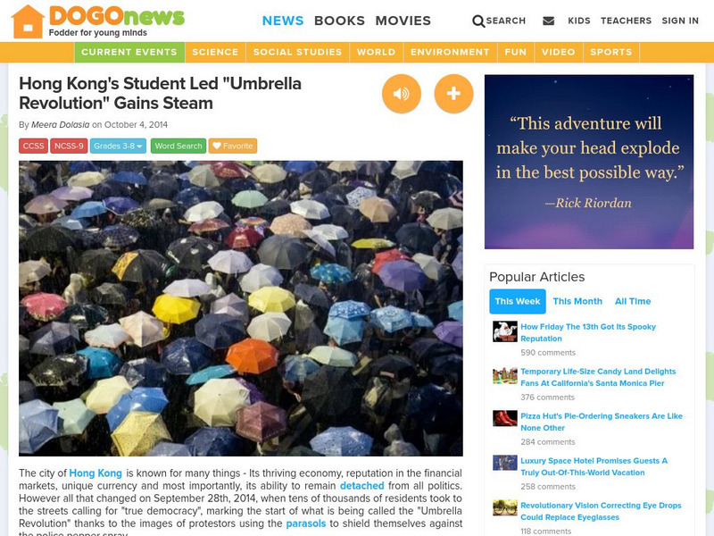 Dogo News: Hong Kong's Student Led Umbrella Revolution Article